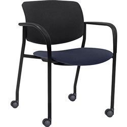 Lorell Stacking Chairs, Dark Blue Fabric Seat, 25-1/2 in x 25 in x 33 inH, 2/CT