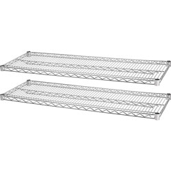 Lorell Industrial Wire Shelving, 36 in x 24 in, Chrome, Pack of 2
