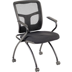 Lorell Mesh Back Fabric Seat Nesting Chairs, Black
