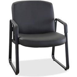 Lorell Leather Guest Chair, 26-1/4 in x 27-1/4 in x 35 in, Black