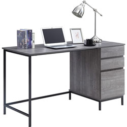 Lorell SOHO 3-Drawer Desk, 55 in x 23.6 in x 30 in, 3 x File Drawer(s), Charcoal, Powder Coated Leg