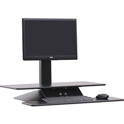 Lorell Monitor Riser with Keyboard Tray, 26-5/8 in x 25 in x 4-3/8 in-21-5/8 in, Black