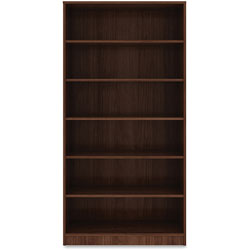 Lorell 6-Shelf Bookcase, 36 in x 12 in x 72 in, Walnut