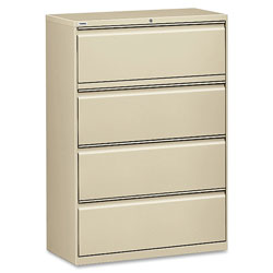 Lorell 4 Drawer Metal Lateral File Cabinet, 31 inx21.5 inx57.75 in, Beige