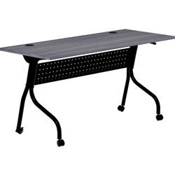 Lorell Charcoal Flip Top Training Table, Charcoal Rectangle, Melamine Top, Black Four Leg Base, 4 Legs, 60 inx 23.60 in Table Top Depth, 29.50 in Height, Melamine