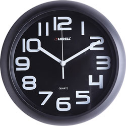 Lorell Clock, Wall, Super Quiet, 12 in, Black