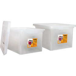 Lorell File Boxes, Legal/Letter, Stackable, 14-1/4 in x 18-1/8 in x 10-7/8 in, 2/BD, Clear