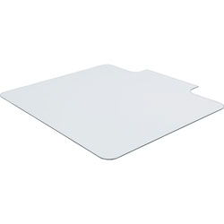 Lorell Glass Chairmat with Lip, Hardwood Floor, Carpet45 in x 53 in Depth, Lip Size 23 in Length x 6 in Width, Tempered Glass, Clear