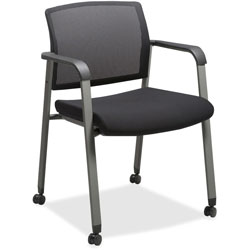Lorell Guest Chair, Mesh Back with Casters, 22-7/8 in x 22-5/8 in x 32-1/8 in, Black