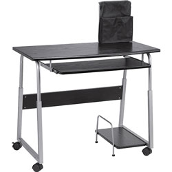 Lorell Mobile Computer Desk, Black/Silver
