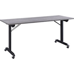 Lorell Mobile Folding Training Table, Rectangle Top, Powder Coated Base, 23.63 in x 29.50 in Table Top Width, 63 in Height, Assembly Required, Weathered Charcoal