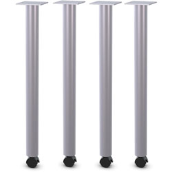 Lorell Relevance Tabletop Post Legs - 1 in x 2 in x 27.8 in , Caster - Material: Steel - Finish: Gray
