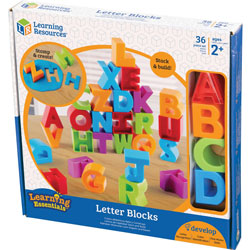 Learning Resources Letter Blocks, 36-Piece, 2 inLx2 inH, Multi
