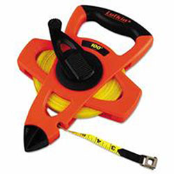 Lufkin Engineer Hi-Viz Fiberglass Measuring Tape, 1/2"x100ft, Yellow Blade, Orange Case