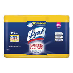 Lysol Disinfecting Wipes, 7 x 8, Lemon and Lime Blossom, 80 Wipes/Canister, 3 Canisters/Pack (RAC84251)