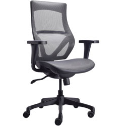 La-Z-Boy Mid-Back Chair, Mesh, Tilt, Adj. Arms, 27-3/4 inX26 inX44 in , Bk