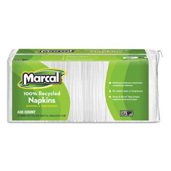 Marcal 100% Recycled Lunch Napkins, 1-Ply, 11.4 x 12.5, White, 400/Pack (MRC6506PK)
