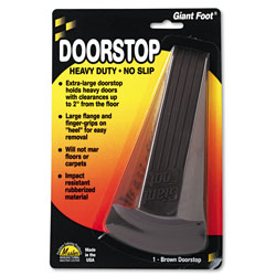 Master Caster Giant Foot Doorstop, No-Slip Rubber Wedge, 3.5w x 6.75d x 2h, Brown