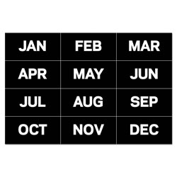 MasterVision™ Interchangeable Magnetic Board Accessories, Months of Year, Black/White, 2" x 1" (BVCFM1108)