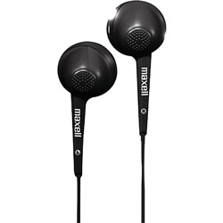 Maxell Earbuds w/Mic, Soft Comfort Fit, Black