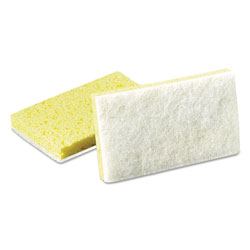 Scotch Brite® Light-Duty Scrubbing Sponge, #63, 3.6 x 6.1, 0.7 in Thick, Yellow/White, 20/Carton