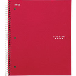 Mead 3-Subject Notebook, 8-1/2 in x 11-1/2 in, Red
