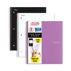 Five Star® Wirebound Notebook, 1 Subject, Medium/College Rule, Randomly Assorted Covers, 11 x 8.5, 100 Sheets, 3/Pack