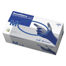 Medline Sensicare Ice Nitrile Exam Gloves, Powder-Free, Medium, Blue, 250/Box