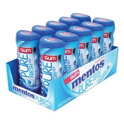 Mentos Pure Fresh Sugar-Free Gum, Mint, 15 Pieces/Pack, 10 Packs/Box