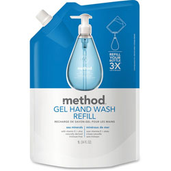Method Products Gel Hand Wash Refill, Sea Minerals, 34 oz Pouch, 6/Carton