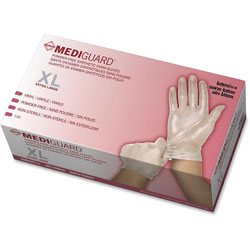 Medline Vinyl Exam Gloves, Powder Free, X-Large, 10/BX, Clear