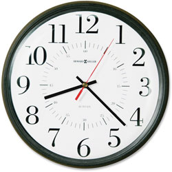 Howard Miller Clock Alton Auto Daylight Savings Wall Clock, 14 in Overall Diameter, Black Case, 1 AA (sold separately)
