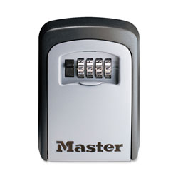 Master Lock Company Locking Combination 5 Key Steel Box, 3 1/4w x 1 1/2d x 4 5/8h, Black/Silver