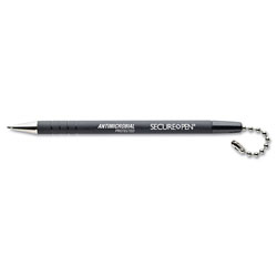 MMF Industries Secure-A-Pen Replacement Ballpoint Antimicrobial Counter Pen, Black Ink, Medium