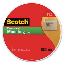 Scotch™ Permanent High-Density Foam Mounting Tape, Holds Up to 2 lbs, 0.75 in x 38 yds, White