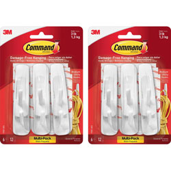 Command® Removable Adhesive Hooks, Medium, 12/BG, White