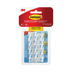 Command® Clear Hooks and Strips, Plastic, Decorating Clips, 40 Clips and 48 Strips/Pack