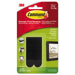 Command® Picture Hanging Strips, Removable, Holds Up to 3 lbs per Pair, 0.75 x 2.75, Black, 4 Pairs/Pack