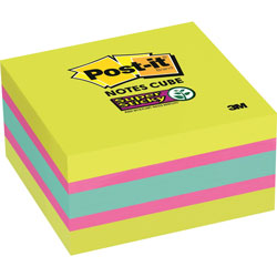 Post-it® Post-it Note Cube, Super Sticky, 3 inx3 in, 360/Cube, Green Wave