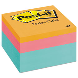 Post-it® Original Cubes, 3 in x 3 in, Aqua Wave Collection, 470 Sheets/Cube