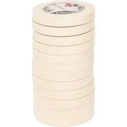 3M Economy Masking Tape - 60 yd Length x 0.71 in Width - 4.4 mil Thickness - 3 in Core - Rubber Backing - 12 / Pack - Tan
