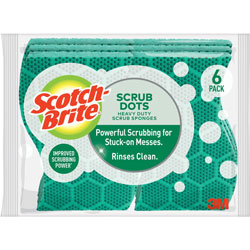 Scotch Brite® Scrub Dots Heavy-duty Scrub Sponge, 2.5 in Height x 6.2 in Width x 4.7 in Depth, 24/Carton, Green
