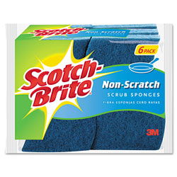 Scotch Brite® Non-Scratch Multi-Purpose Scrub Sponge, 4 2/5 x 2 3/5, Blue, 6/Pack