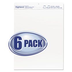 Highland Easel Pad, Unruled, 30 White 25 x 30 Sheets, 6/Pack