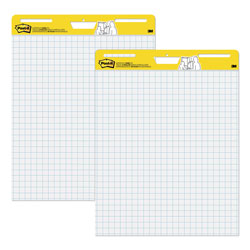 Post-it® Vertical-Orientation Self-Stick Easel Pads, Quadrille Rule (1 sq/in), 30 White 25 x 30 Sheets, 2/Carton