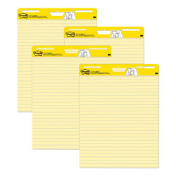Post-it® Vertical-Orientation Self-Stick Easel Pad Value Pack, Faint 1 1/2 in Rule, 30 Yellow 25 x 30 Sheets, 4/Carton