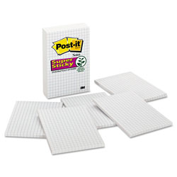 Post-it® Grid Notes, 4 x 6, White, 50-Sheet, 6/Pack