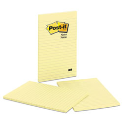 Post-it® Original Pads in Canary Yellow, Lined, 5 x 8, 50-Sheet, 2/Pack