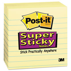 Post-it® Canary Yellow Pads, Lined, 4 x 4, 90-Sheet, 6/Pack
