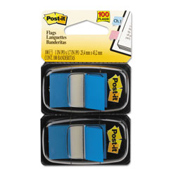 Post-it® Standard Page Flags in Dispenser, Blue, 100 Flags/Dispenser